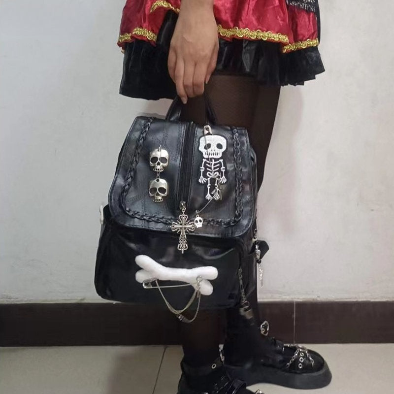 Korean Y2K Aesthetic Sweet Cool Girls Vintage Cross Skull Punk Bag