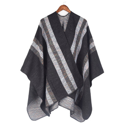 Fashionable Jacquard Silk Imitation-cashmere Split Cape Scarf