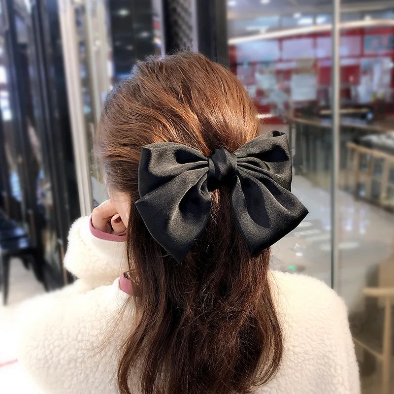 Big Red Bow Hair Accessory - Spring Korean Satin Rubber Bow - Christmas Accessory