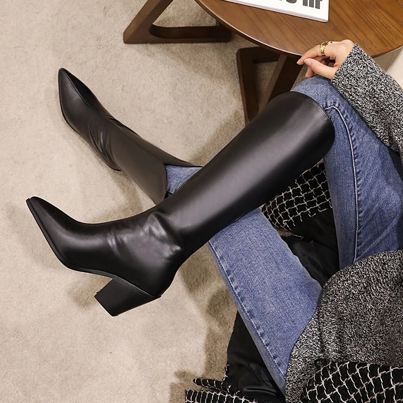 Modern Chic Stylish Trendy Comfortable Fashion Pointed Toe Knee High Boots