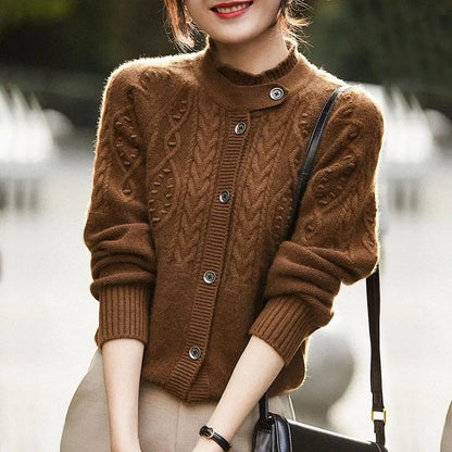 Autumn Winter High Slim Solid Fashion Casual Long Sleeve Cardigan