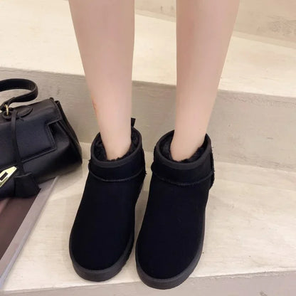 2024 NEW Snow Boots Women's Short Tube Thickened Cotton Shoes Non-slip Winter New Shoes Student Women's Shoes Black Boots