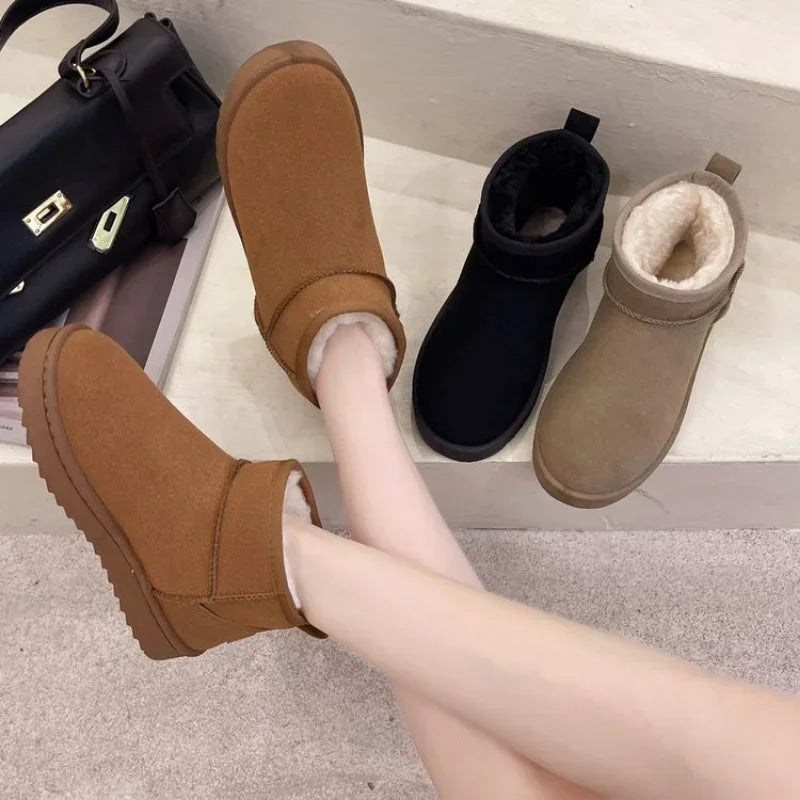 2024 New Stylish Thickened Warm Short Tube Non-Slip Black Casual Snow Boot