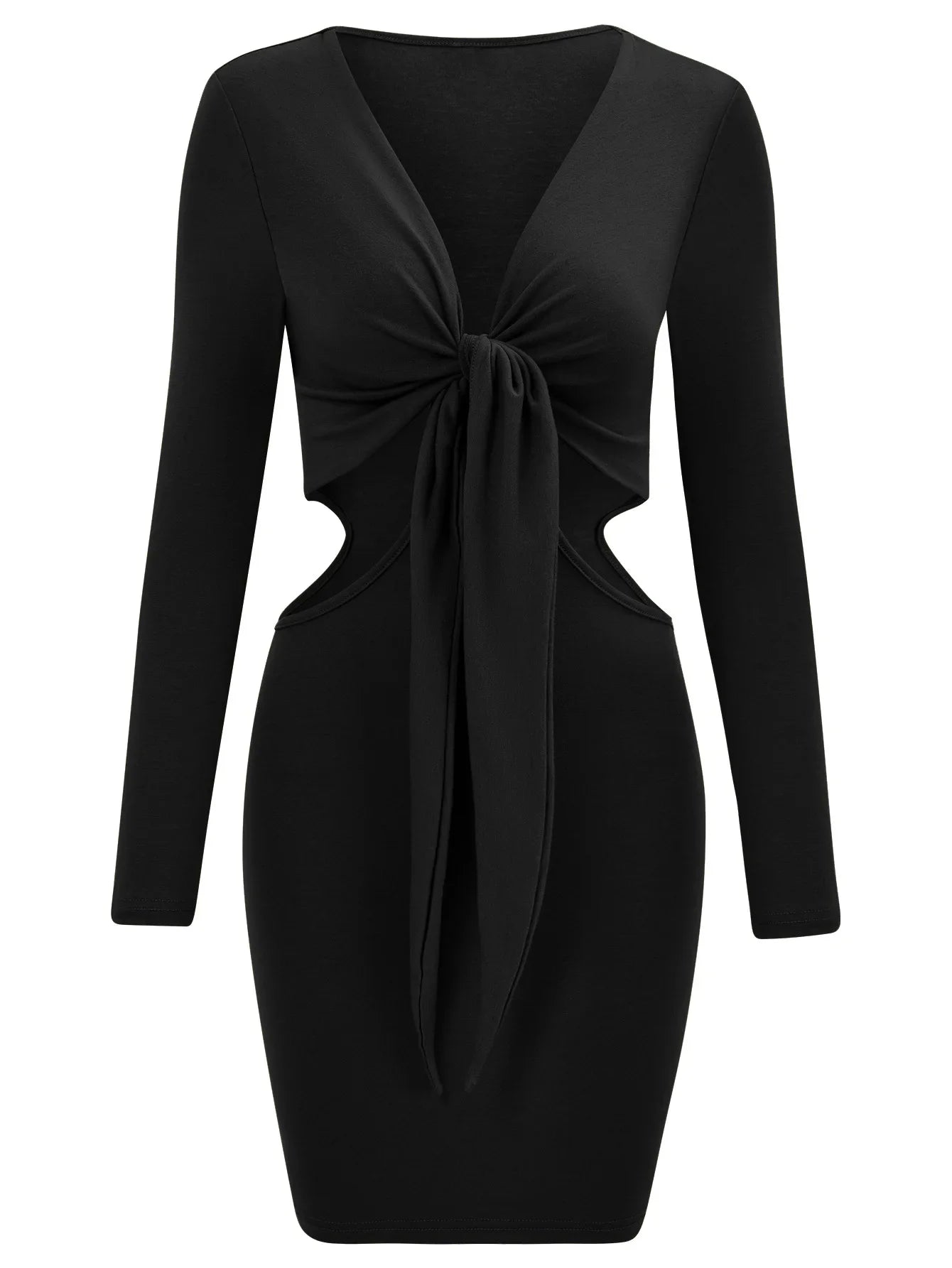 Mid Waist Sexy Split V-Neck Elastic Outfits Solid Midi Dresses