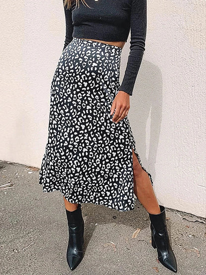 DressBetty - Sexy Leopard Print Chiffon Split Skirt