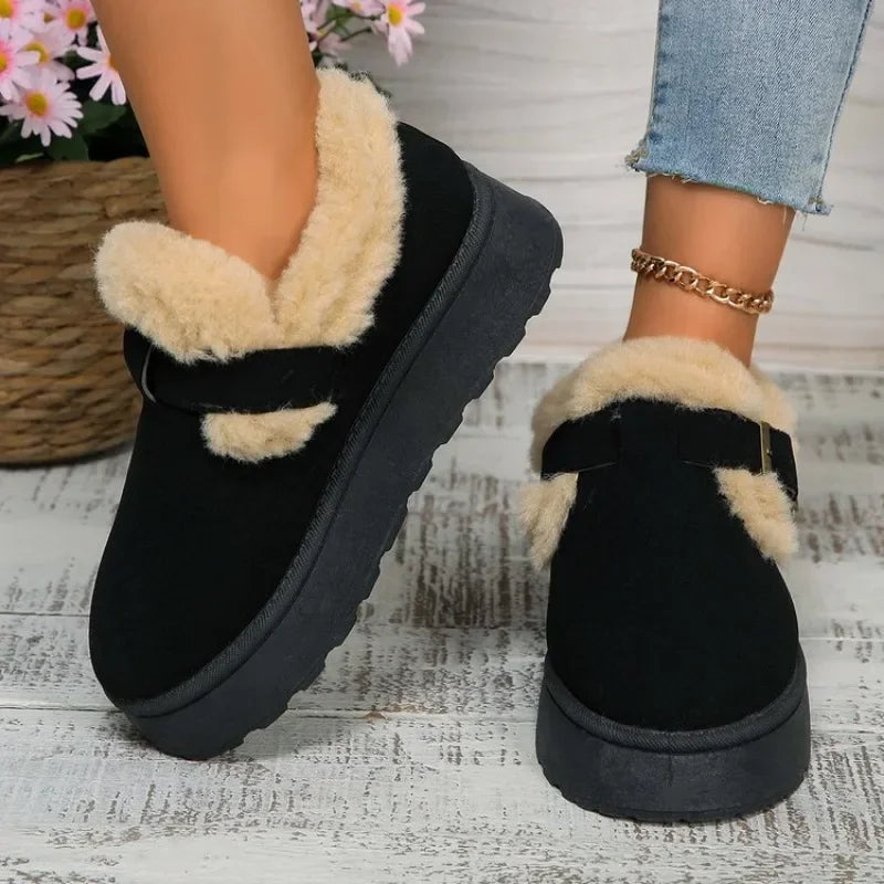 Fashionable Plush Flat Stylish Cozy Non-Slip Round Toe Snow Boot