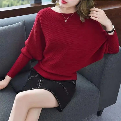 High Stretch Knitwear Wide Pullover Batwing Loose Sweater