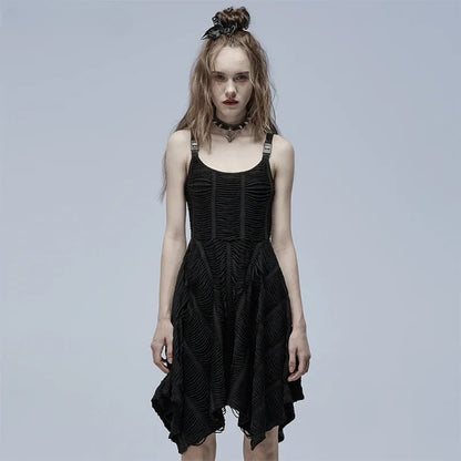 Asymmetric Sexy Black Punk Decorative Personality Casual Summer Gothic Dress