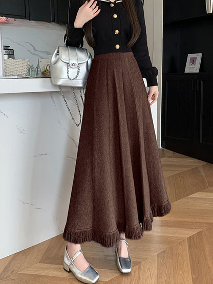 Thick Elegant Autumn Winter Fashion Tassel Warm Knitwear Casual Skirt