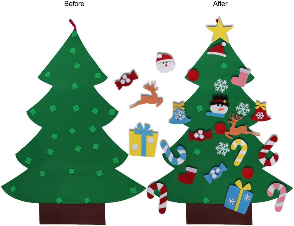 Felt Christmas Tree Set with Ornaments for Kids - Xmas Gifts and New Year Decorations