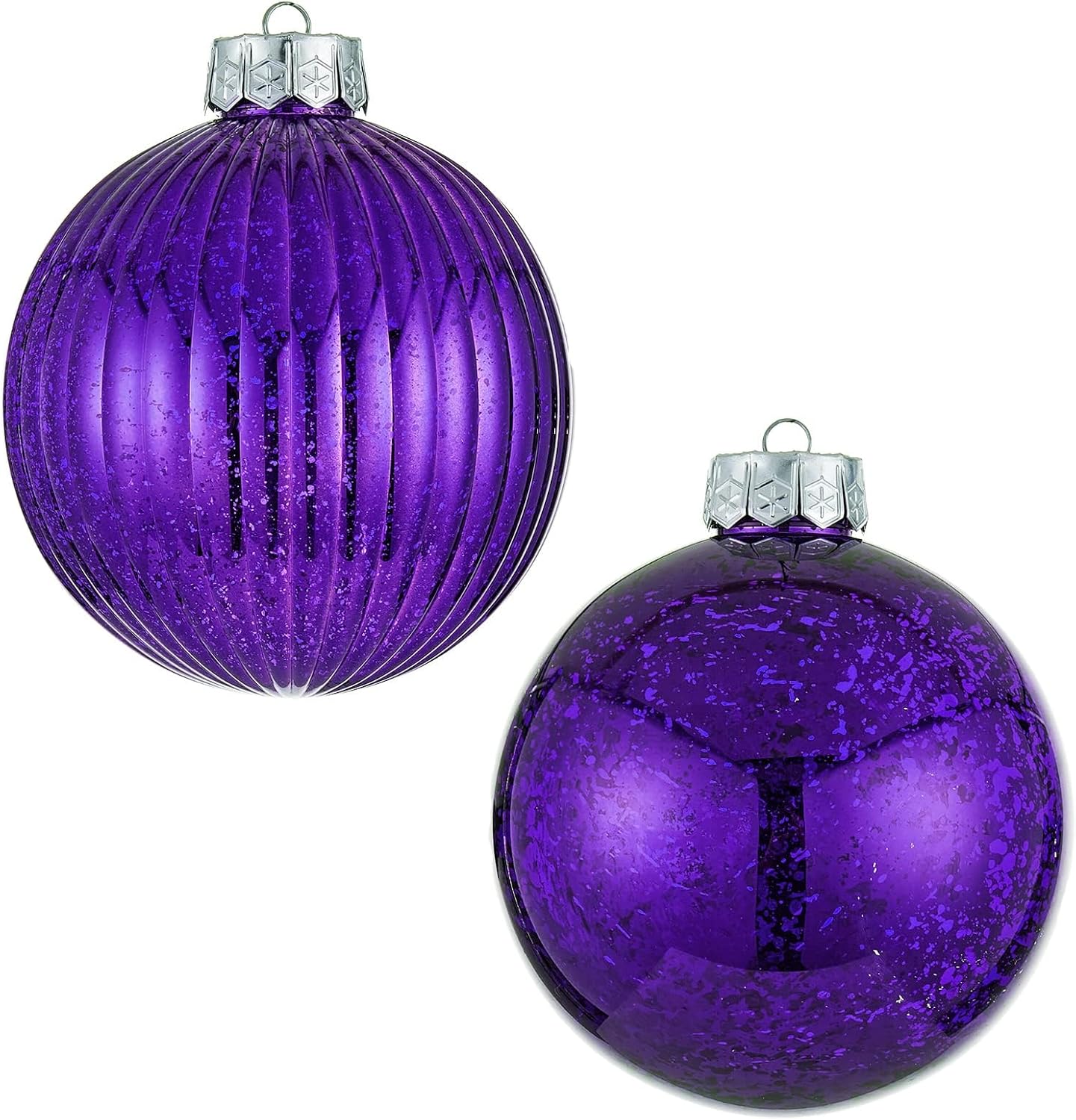 Oversized Shatterproof Plastic Christmas Ball Ornaments - Set of 2 in Champagne Color