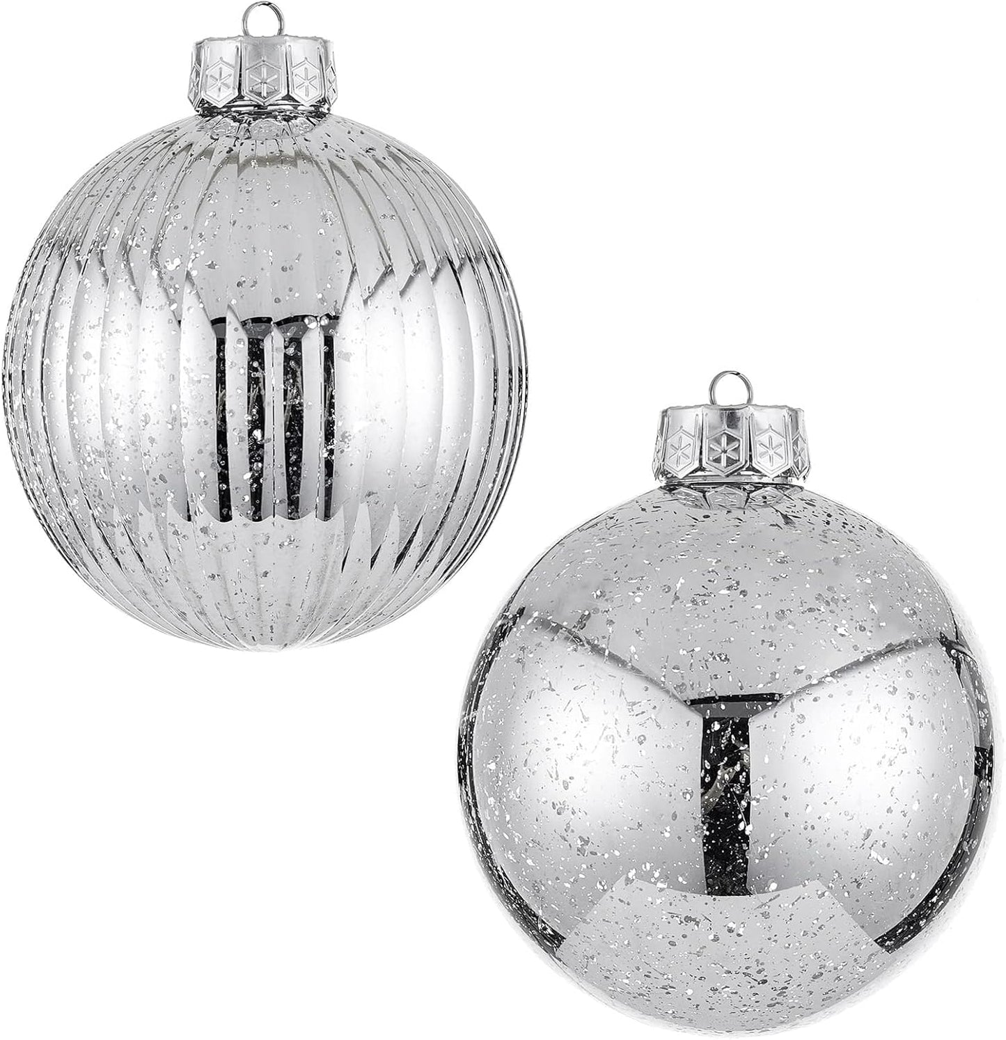 Oversized Shatterproof Plastic Christmas Ball Ornaments - Set of 2 in Champagne Color