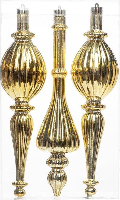 Shatterproof Finial Drop Ornaments - Set of 3