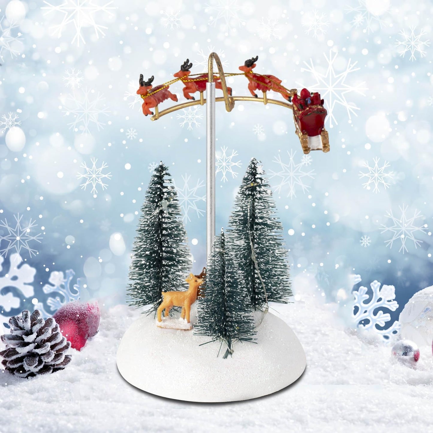 Flaming Sleigh Accessory Figurine for Christmas Snow Village