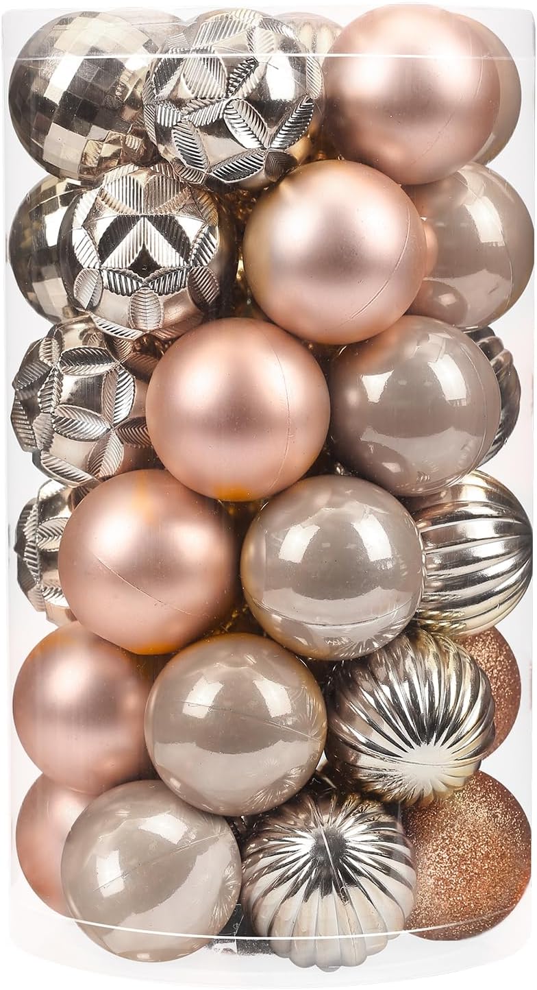 Shatterproof Gold Christmas Ball Ornaments Set for Xmas Tree Decorations