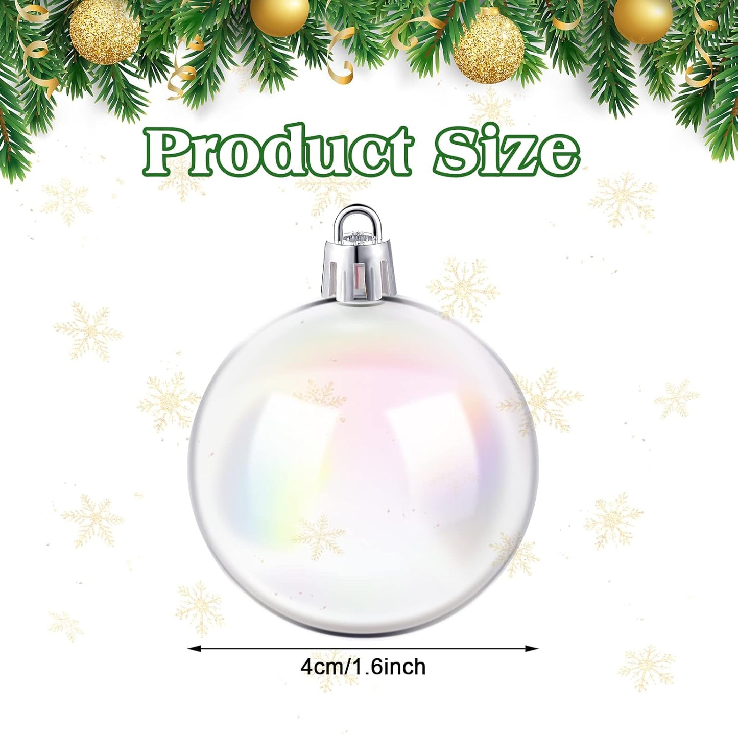 Iridescent Plastic Clear Bubble Hanging Ornaments - 24 Pcs, 1.57 Inch