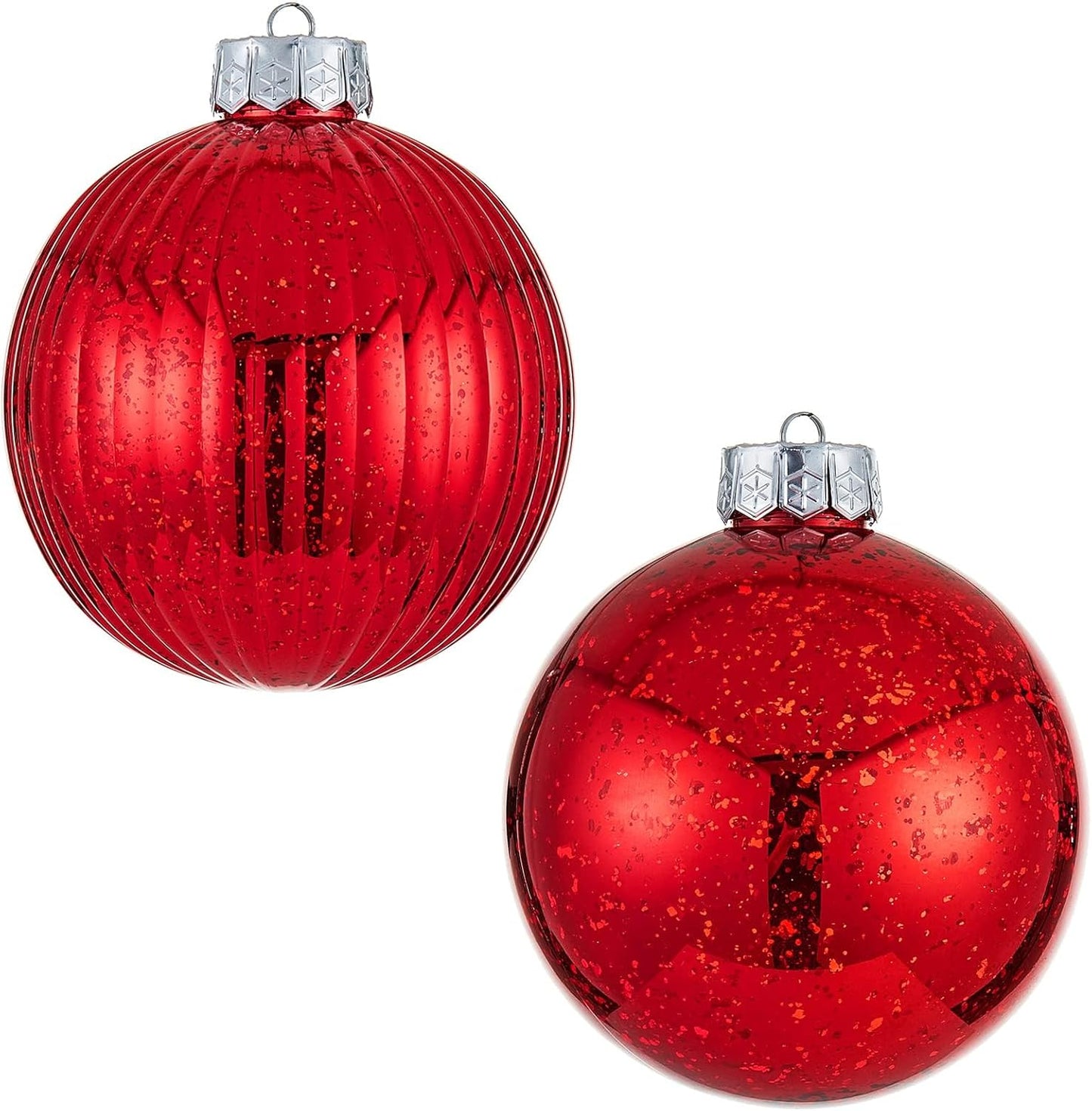 Oversized Shatterproof Plastic Christmas Ball Ornaments - Set of 2 in Champagne Color