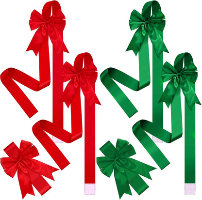 Christmas Cabinet Festive Door Ribbons - Red