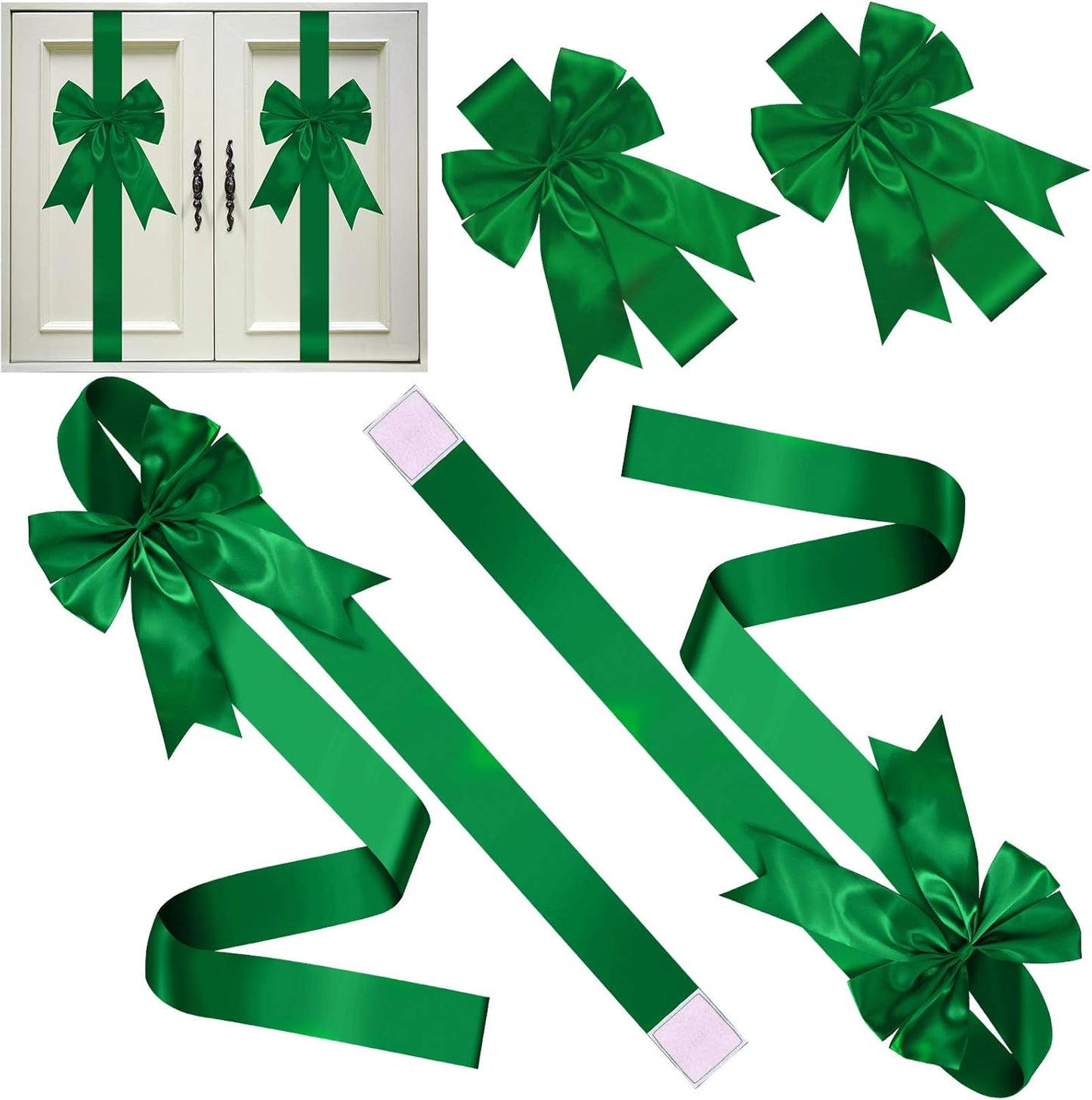 Christmas Cabinet Festive Door Ribbons - Red