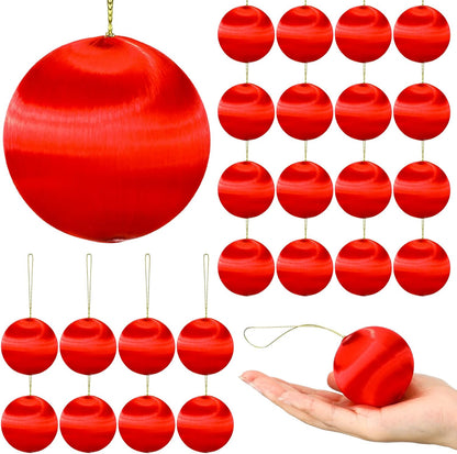 Christmas Satin Balls - Red (24 Pcs)