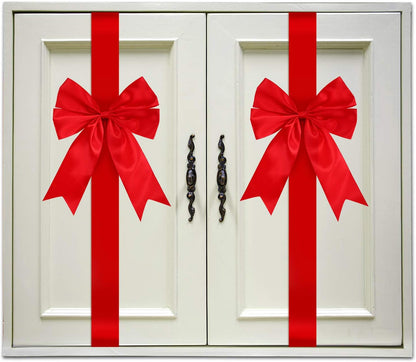 Christmas Cabinet Festive Door Ribbons - Red