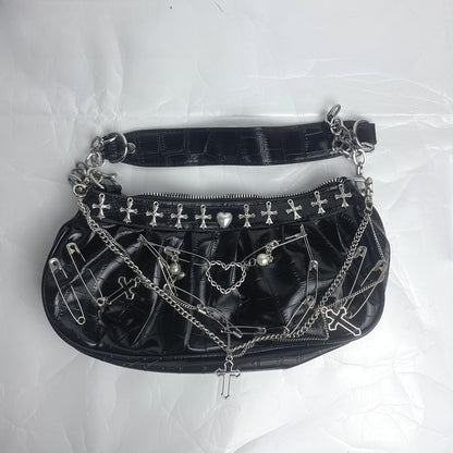 Y2K Gothic Harajuku Metal Punk Hip Hop Rock Underarm Tote Crossbody Shoulder Bag