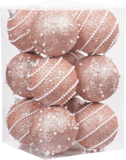 Champagne Christmas Ball Ornaments Set - 12pcs