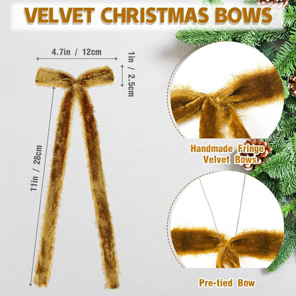 20 Khaki Velvet Christmas Bows