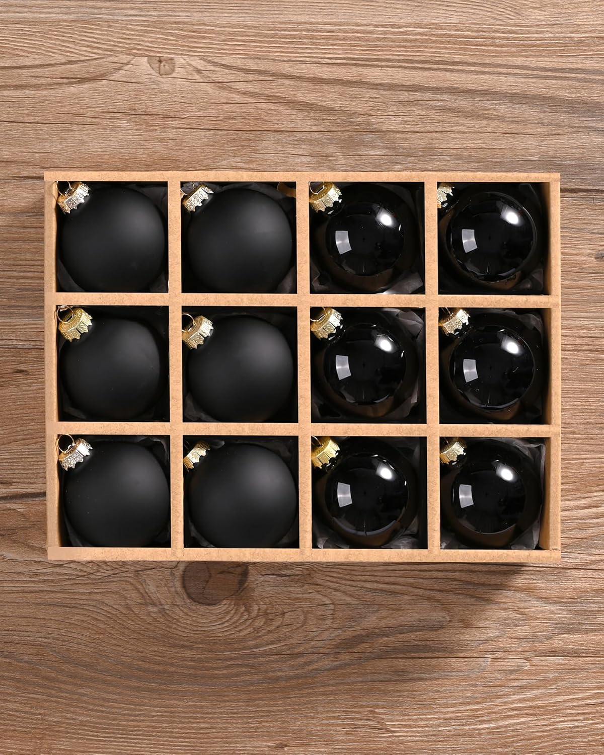 Brown Glass Christmas Ball Ornaments - Set of 12