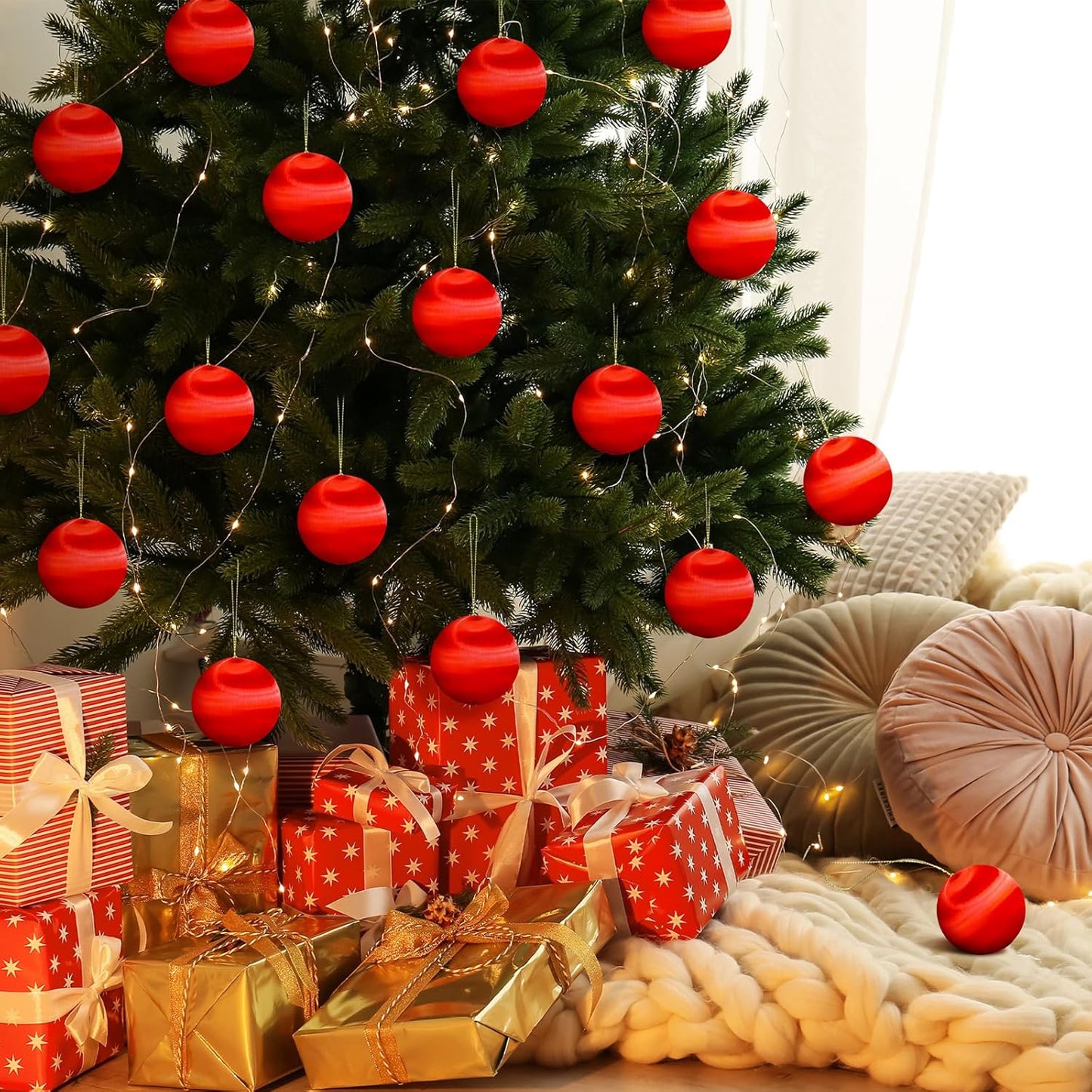 Christmas Satin Balls - Red (24 Pcs)