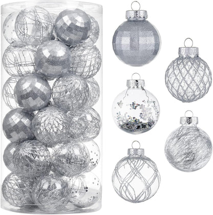 Clear Plastic Christmas Ball Ornaments Set - Red, Shatterproof