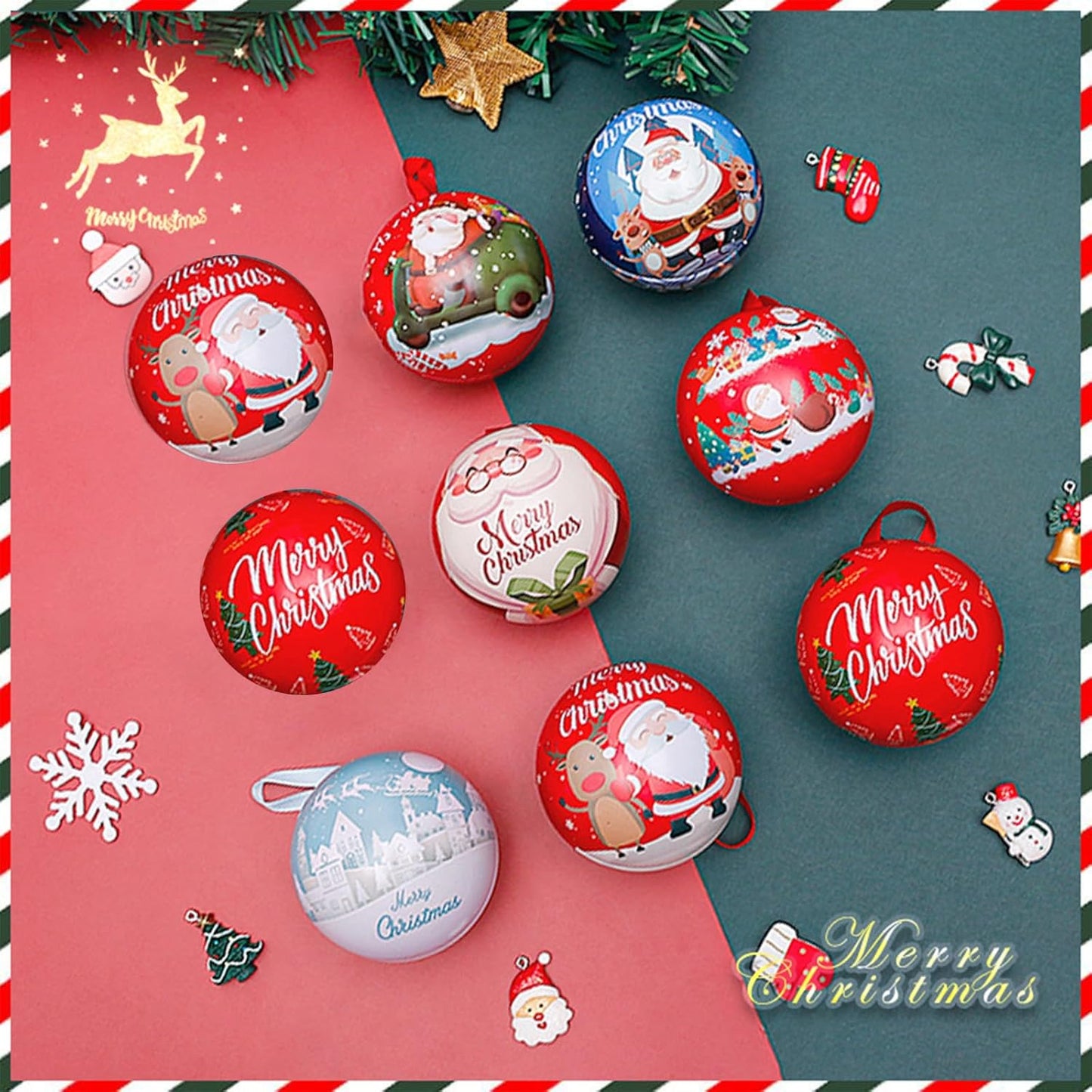 Christmas Candy Ball Box Hanging Decorations - 12 Pack