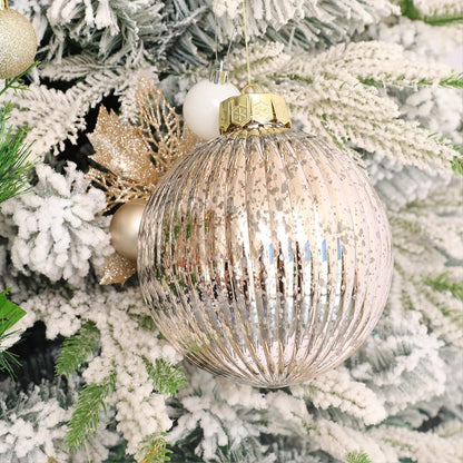 Oversized Shatterproof Plastic Christmas Ball Ornaments - Set of 2 in Champagne Color