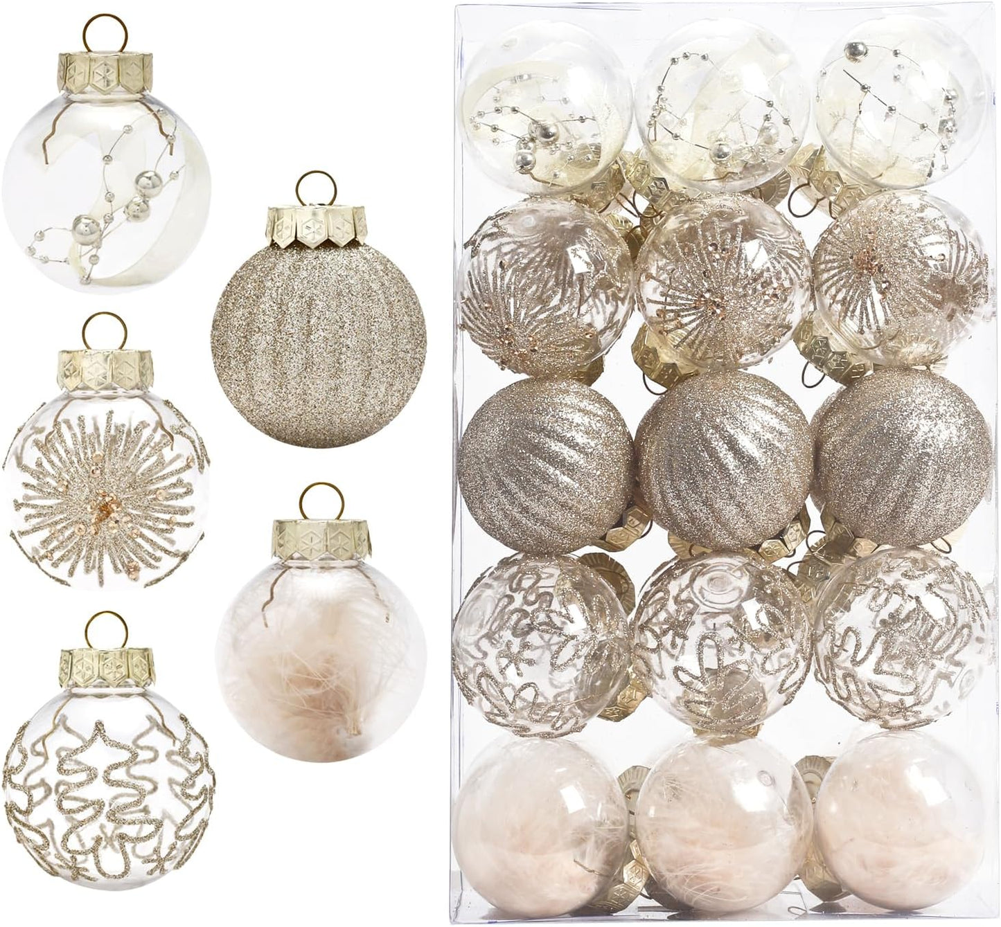 Shatterproof Christmas Ball Ornaments - Champaign Gold (30ct)