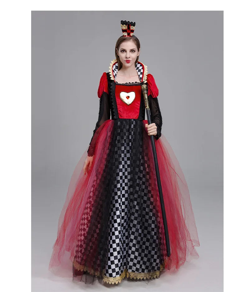 Queen of Hearts Alice in Wonderland Red Queen Halloween Performance Costume