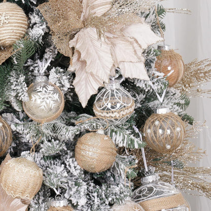 Large Shatterproof Clear Glitter Plastic Christmas Ball Ornaments - Flaxen