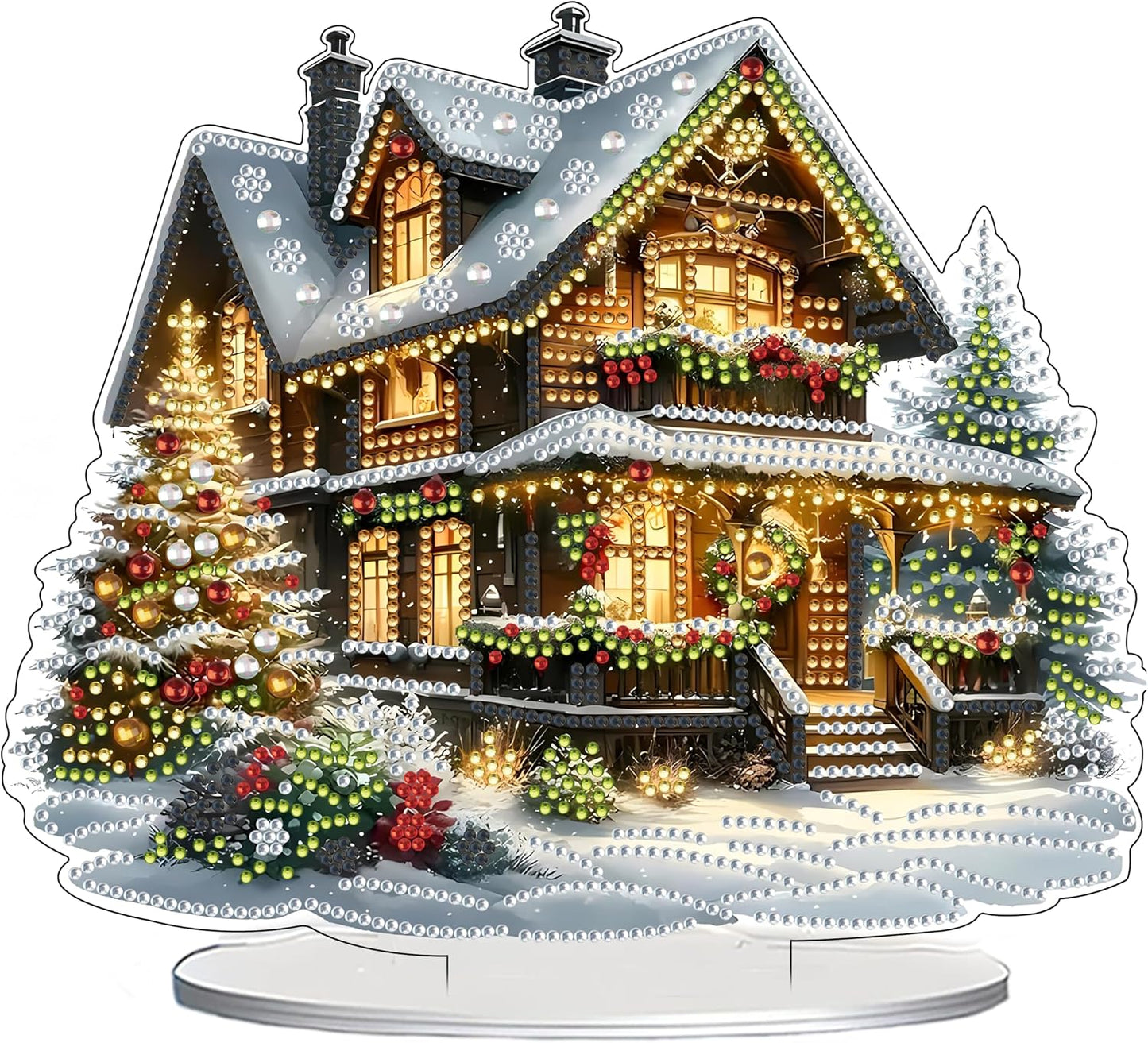 Christmas Snowman DIY Tabletop Diamond Art Painting Kit - Special Shaped Rhinestone Desk Placement Ornament - Home Stand Up Gem Craft Kit - Double Sided Gift