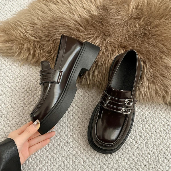 Fur Soft Casual Round Toe Shallow Mouth All-Match Low Heels Dress Oxfords Loafers