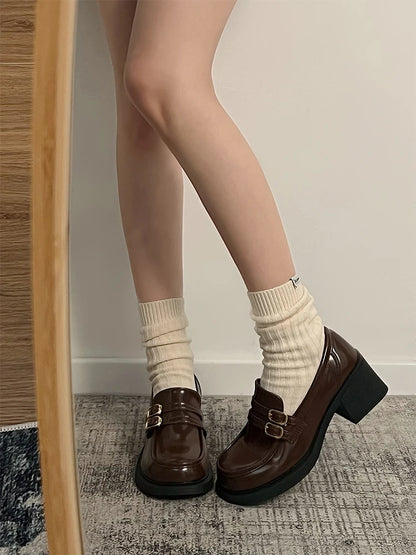 Fur Soft Casual Round Toe Shallow Mouth All-Match Low Heels Dress Oxfords Loafers