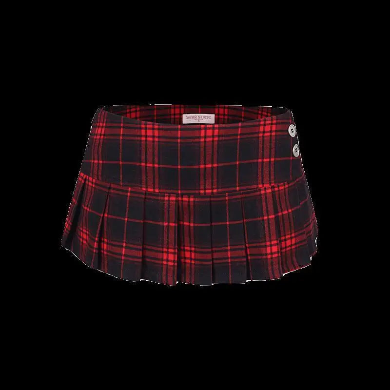 Retro Low Waisted Plaid Ultra Short Revealing Goth Skirt