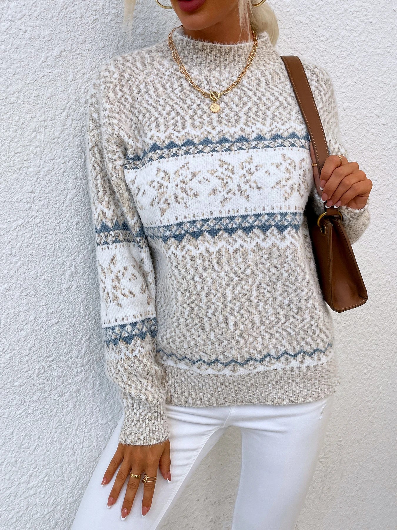 Autumn Winter Warm Festival Deer Jacquard High Knitted Sweater