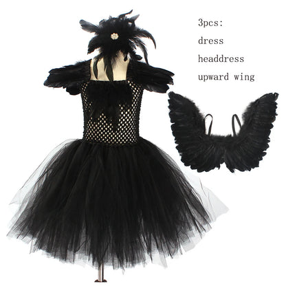 Swan Lake Ballerina Gothic Witch Dress Kid Costumes