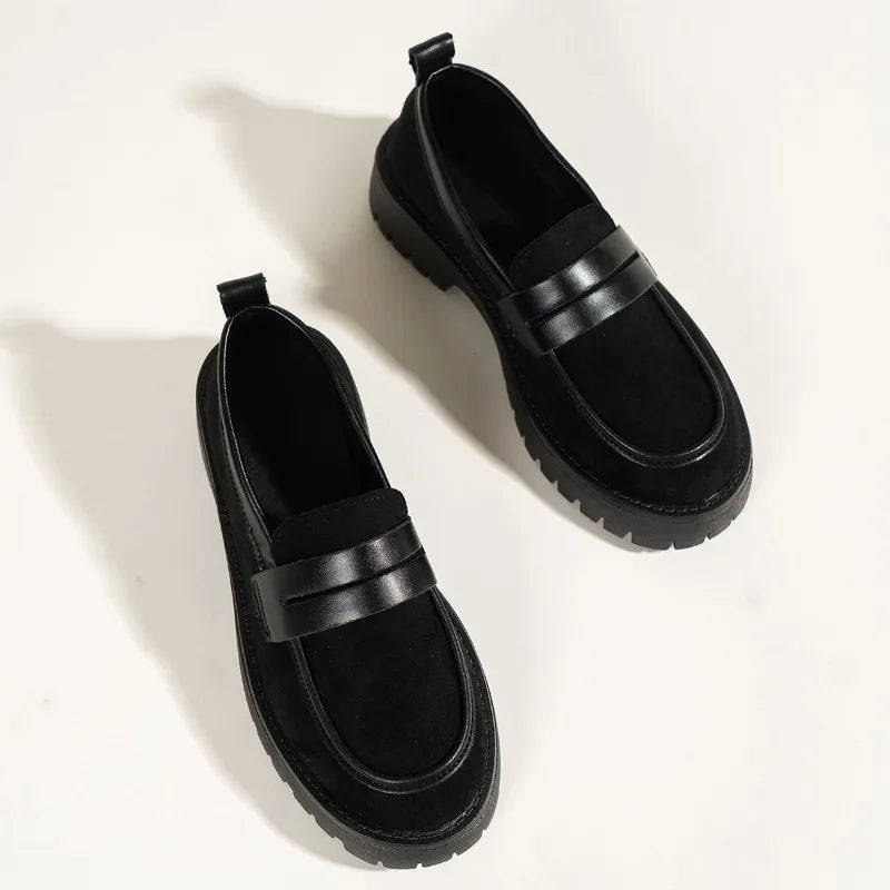 British Style Platform Plus Size Solid Color Retro Autumn Mary Jane Loafers