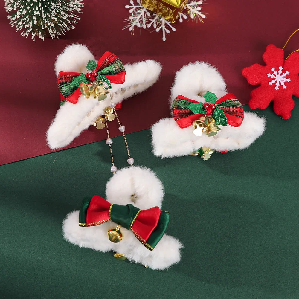 Snowman Plush Red Festive Christmas Ponytail Hair Accessory