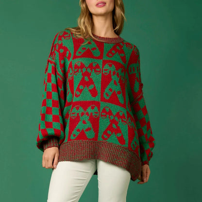 Gingerbread Aesthetic Christmas Sweater - Long Sleeve, Round Neck