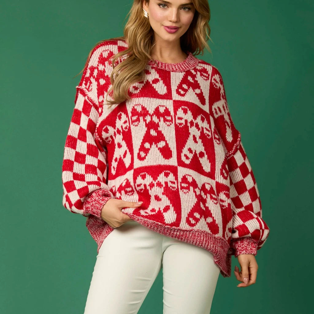 Gingerbread Aesthetic Christmas Sweater - Long Sleeve, Round Neck