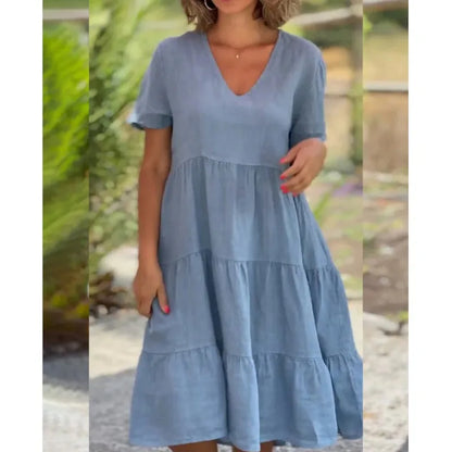 Comfortable Casual Fresh Sweet Solid Large Swing Midi Dresses