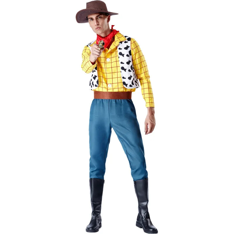 Cosplay Woody Cowboy Unisex Sheriff Halloween Carnival Dress Up Costume