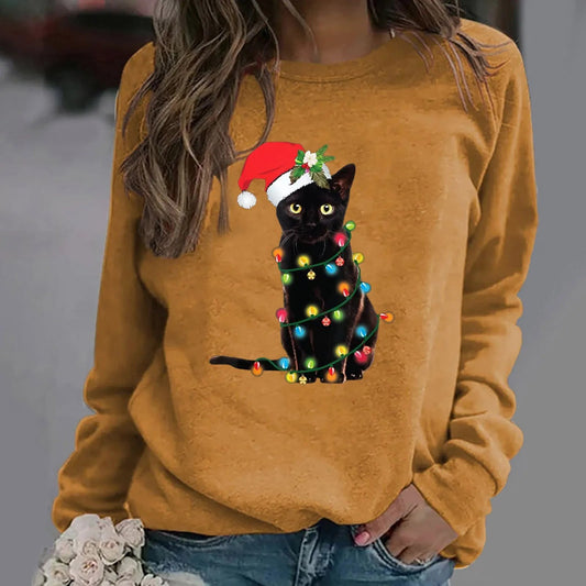 Red Hat Black Cat Christmas Hoodie