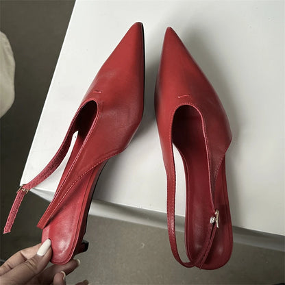 Designer Pointed Toe Buckle Strap Women Sexy Thin Elegant Banquet Dress Mule Ladies Shoes Low Heel Pumps